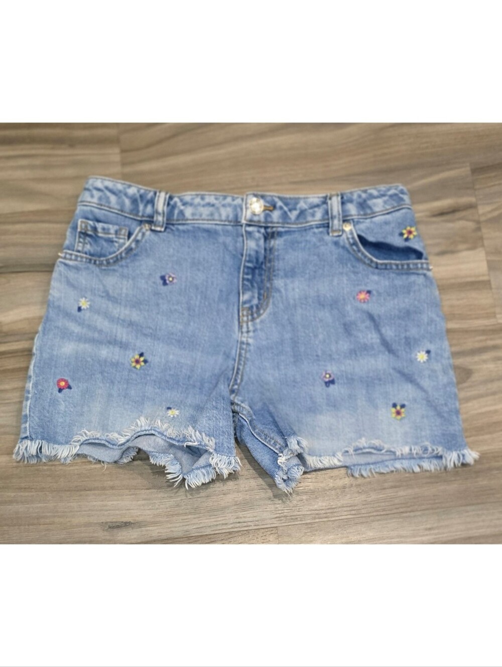 Cat & Jack Floral Print Girls Denim Shorts XL 14